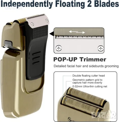 Scttomon Електрическа самобръсначка с фолио, тример за брада, коса, безжична, водоустойчива, снимка 8 - Електрически самобръсначки - 47709825