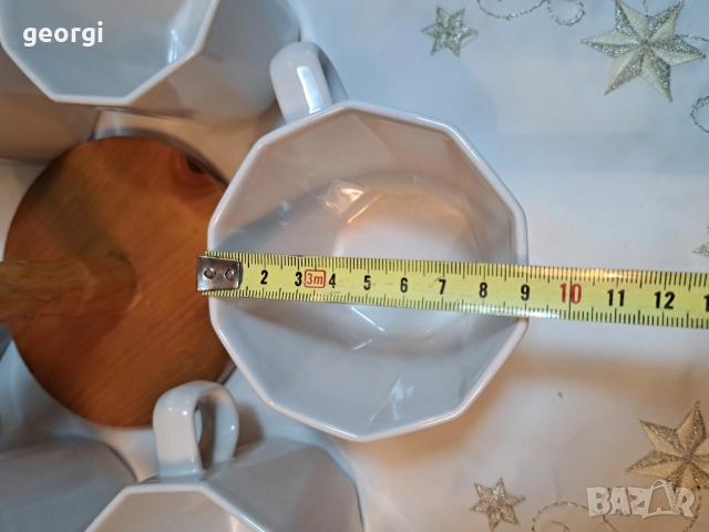 дървена стойка със шест порцеланови чаши за чай 28/5, снимка 9 - Чаши - 51965384