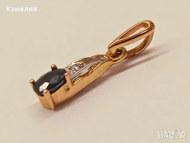 Руско злато. Висулка с брилиант, снимка 4 - Колиета, медальони, синджири - 55797891