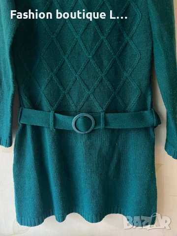 Плетена рокля с колан в тюркоазен цвят М размер 👗 , снимка 5 - Рокли - 53176090