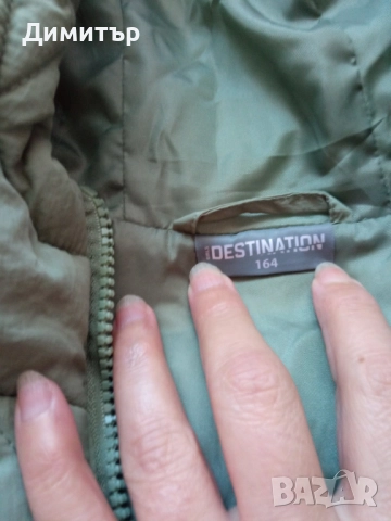 Зелена дамска зимна шуба 164 см. - ново, снимка 3 - Якета - 52007071