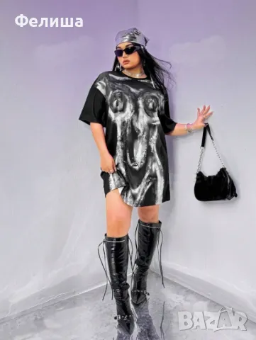 Екстравагантен Ултра Модерен Хорър Дизайн Рокля / Туника 2ХЛ Размер , снимка 4 - Туники - 50124916