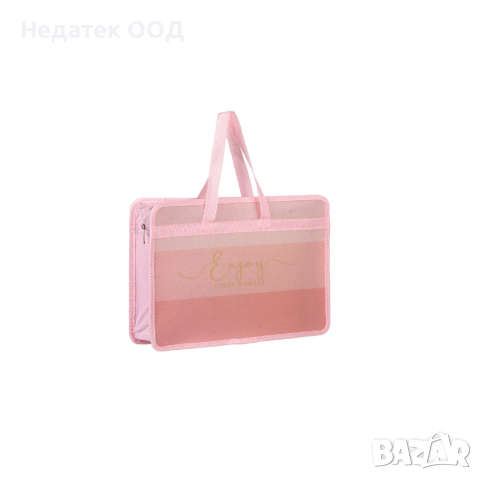  Папка за файлове, с цип, розова, 34x9.5x25.5cm