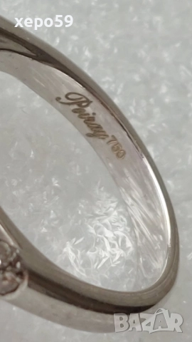 Прекрасен фирмен дизайнерски златен 18к пръстен с аметист и 26 диаманта(Poiray Paris) бяло злато, снимка 13 - Пръстени - 52217293