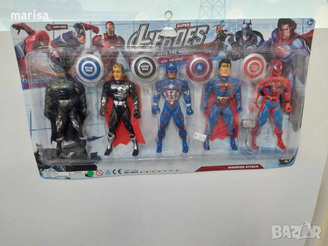 Комплект фигурки за торта Avengers, герои със светлина Отмъстителите, 5 броя с щитове -  18879, снимка 3 - Фигурки - 42518740
