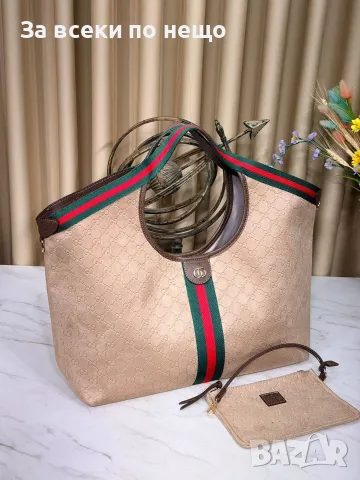Gucci Луксозна Дамска Чанта С Монограм Зелено-Червена Лента И Несесер - Различни Цветове Код SEM-784, снимка 4 - Чанти - 56121130
