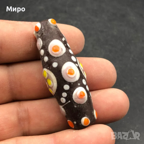 РИСУВАНО СТЪКЛО СТАРА МЪНИСТА ТАЛИСМАН ПРОТИВ УРОКИ АМУЛЕТ ДЗИ МЪНИСТА, снимка 4 - Антикварни и старинни предмети - 44656214