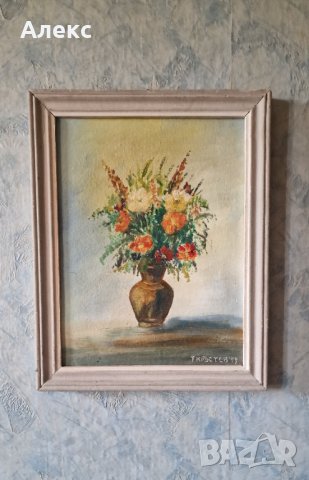 Масло, платно, Български автор, Т. Кръстев, снимка 3 - Картини - 42676762