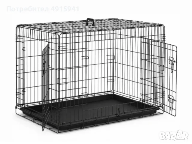 Метална сгъваема клетка за куче – размер L, 92 × 58 × 64 см