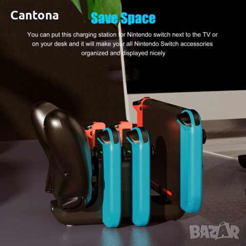 Докинг станция за Nintendo Switch, станция за зареждане 6 в 1 - Joy-Con, Switch и Pro контролери, снимка 9 - Аксесоари - 39342587