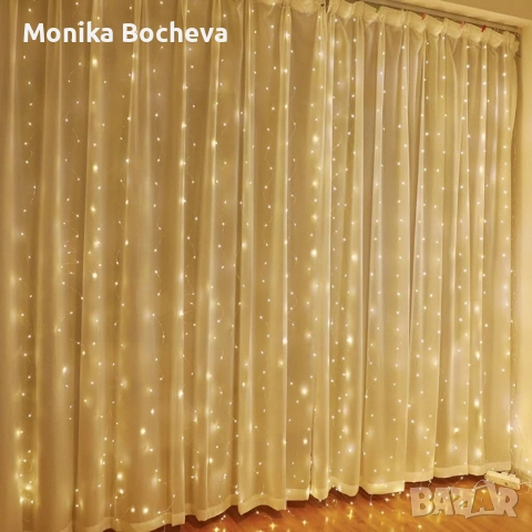 Коледна завеса с 300 лампички -3×3м, снимка 4 - Декорация за дома - 52684688