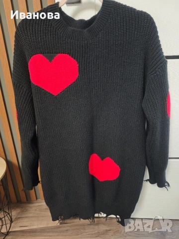 Дамски пуловер тип туника, снимка 2 - Блузи с дълъг ръкав и пуловери - 53139372