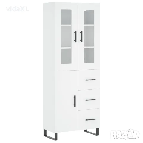 vidaXL Висок шкаф, бял, 69,5x34x180 см, инженерно дърво