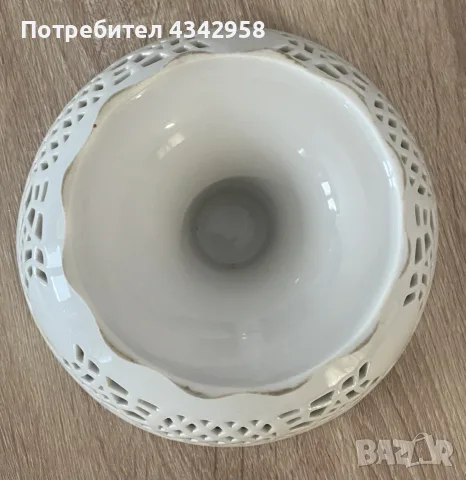 Старинна ажурна порцеланова конфетиера / фруктиера на краче – около 1930–1950 г., снимка 2 - Други ценни предмети - 55822548