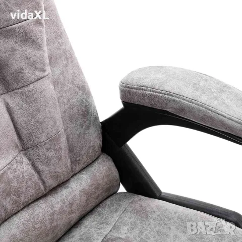 vidaXL Масажен офис стол, светлосив, изкуствена велурена кожа, снимка 4 - Столове за офис - 56146284