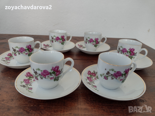НОВ КИТАЙСКИ ПОРЦЕЛАНОВ СЕРВИЗ 12 ЧАСТИ ЧАШИ С ЧИНИЙКИ ЗА КЪСО КАФЕ