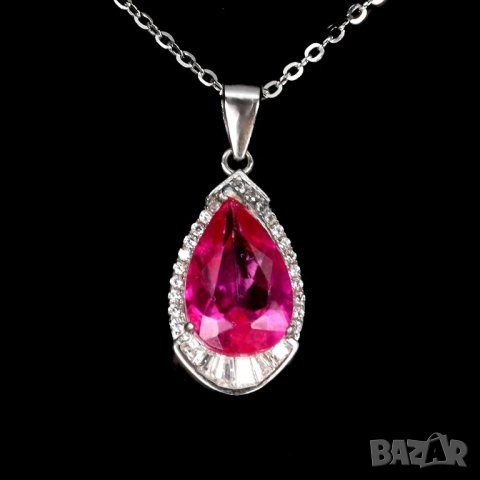 925 сребърни колиета нефрит, опал, топаз, рубин, подходящи за подарък, снимка 10 - Колиета, медальони, синджири - 51756208