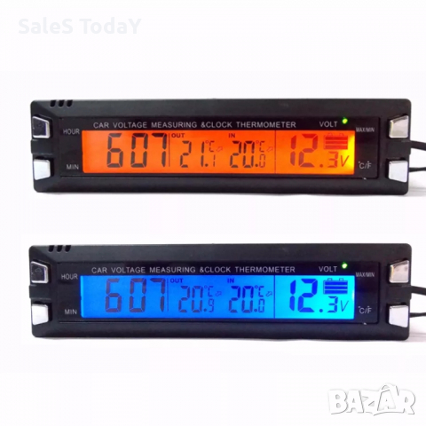 Термометър за кола, LCD Дисплей в оранжев или син цвят термометър, EC 30, снимка 5 - Аксесоари и консумативи - 28281593