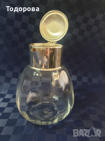 Голяма кристална кана с посребрен метален обков, снимка 3 - Сервизи - 44790051