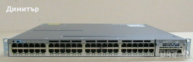 Суич Cisco WS-C3750X-48PF-S V05 + C3KX-NM-10G — 48×Gb PoE+, 2×1100W PSU, 2×FAN-23CFM, EARS