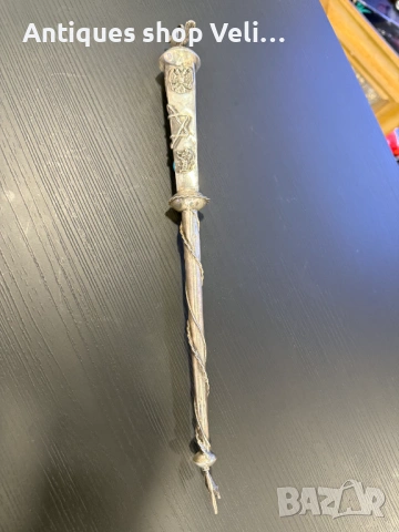 Сребърна показалка с тюркоаз 19в. №7943  , снимка 4 - Антикварни и старинни предмети - 53811255