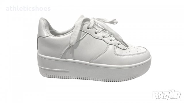 Дамски кожени маратонки в бяло и черно-190, снимка 3 - Маратонки - 32154109