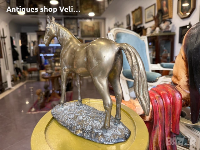 Бронзова фигура на кон  №7859 , снимка 5 - Антикварни и старинни предмети - 53455999