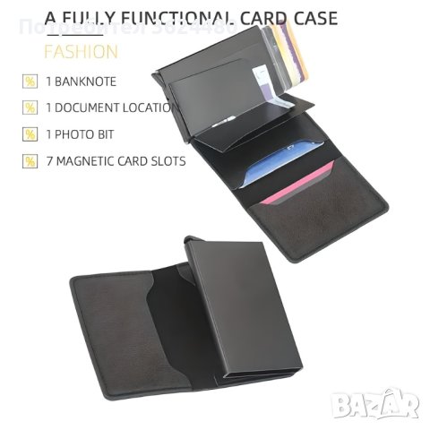 Черен портфейл с RFID защита кожен, снимка 6 - Портфейли, портмонета - 41958745