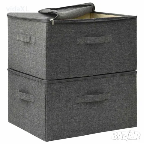 vidaXL Кутии за съхранение, 2 бр, текстил, 43x34x23 см, антрацит, снимка 6 - Кутии за съхранение - 56147024
