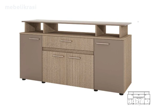 Скрин "Сити 3056"с 1 чекмедже и 4 врата с плавно затваряне, снимка 5 - Скринове - 42269420