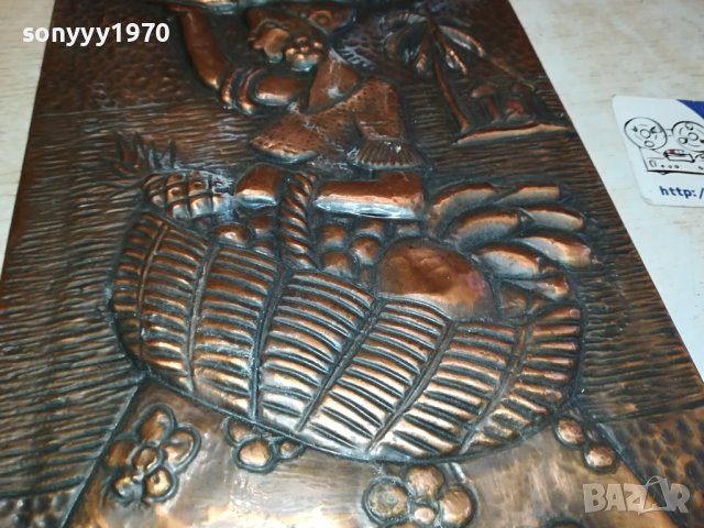 BRASIL-36СМ-КАРТИНА МЕД МЕСИНГ РЕЛЕФНА М1302241525, снимка 8 - Антикварни и старинни предмети - 44275695
