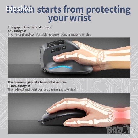 Чисто нова Docooler F-26C 2.4G Безжична Вертикална Ергономична Bluetooth Оптична Мишка, 4 DPI ..., снимка 2 - Клавиатури и мишки - 51595275