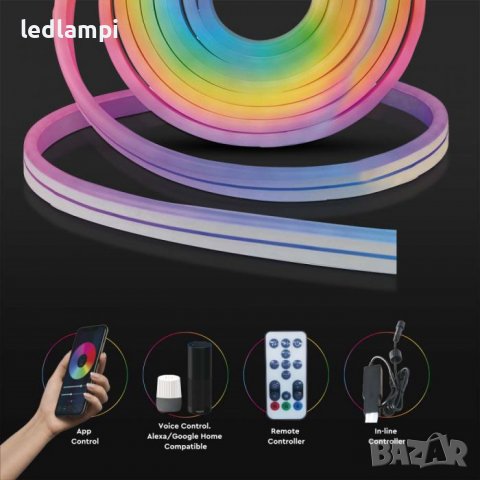 LED SMART NEON FLEX Комплект RGB 5050 Влагозащитен IP68, снимка 8 - Лед осветление - 40082693