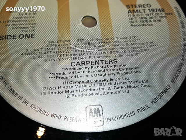 поръчана-THE CARPENTERS-ENGLAND 0504221742, снимка 10 - Грамофонни плочи - 36355866