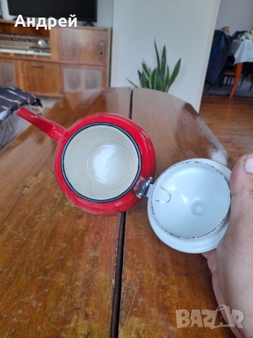 Стар емайлиран чайник #27, снимка 5 - Антикварни и старинни предмети - 40700855