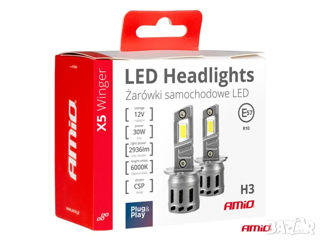 LED крушки AMiO X5 Winger H3 6000K 30W 11-18V CANBUS, снимка 5 - Аксесоари и консумативи - 55868677