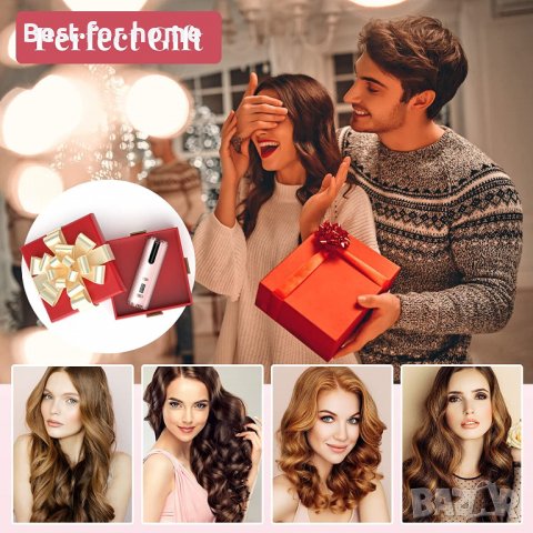 Безжична маша за къдрици, преносима автоматична маша, 6 температури и таймер, LCD дисплей, USB кабел, снимка 2 - Преси за коса - 39592041