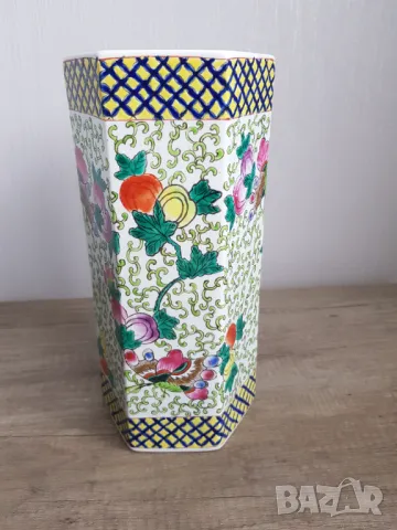 Стара китайска ръчно рисувана ваза 30те години, снимка 2 - Антикварни и старинни предмети - 50053474