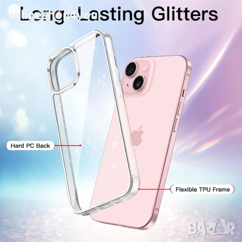 Блестящ Кейс Glitter Case за Apple iPhone 15, снимка 6 - Калъфи, кейсове - 51152152