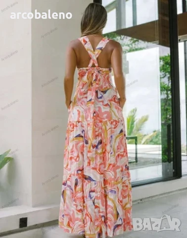 Дамска свободна рокля с презрамки с флорален принт, 5цвята , снимка 10 - Рокли - 50520960