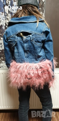 Дънково яке с косъм от Лама, снимка 2 - Детски якета и елеци - 51688777