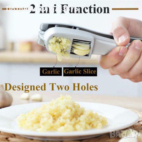  ПРЕСА ЗА ЧЕСЪН И СЛАЙСЪР 2 В 1-АЛУМИНИЕВА, снимка 6 - Аксесоари за кухня - 41655077