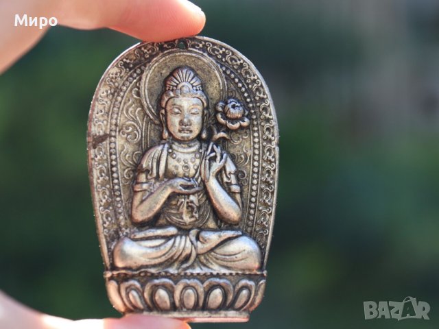 ГУАНИН/АВАЛОКИТЕШВАРА ЛОТУС МЕДАЛЬОН ТАЛИСМАН АМУЛЕТ ТИБЕТ НЕПАЛ АЗИЯ , снимка 5 - Антикварни и старинни предмети - 41689211