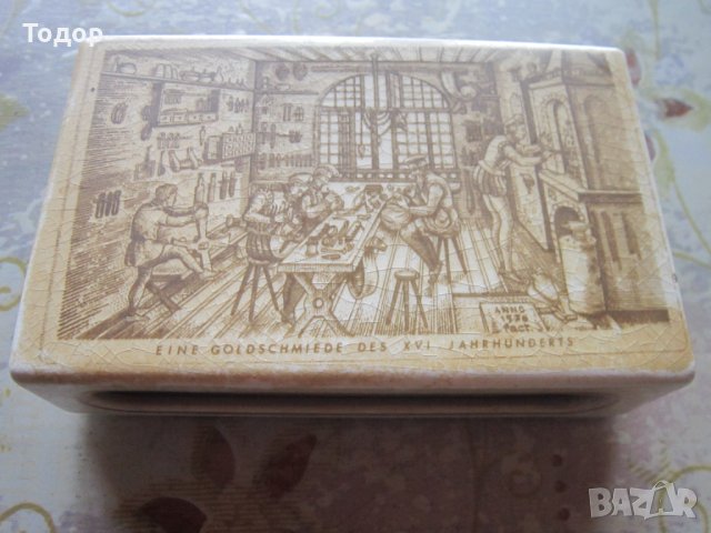 Уникален старинен порцеланов голям кибритник с кибрит, снимка 7 - Колекции - 33937725