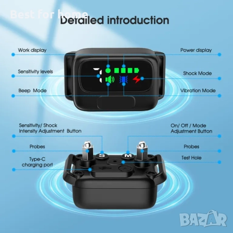 TIZE Акумулаторна каишка против лаене и импулсен вибрационен звуков сигнал, снимка 3 - За кучета - 51664582