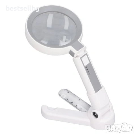 Професионална увеличителна ръчна и настолна лупа с LED осветление 4X акумулаторна USB за четене, снимка 13 - Други инструменти - 53090631
