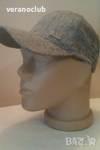 Мъжка шапка Лен Памук Меланж Сива Графитена, снимка 1