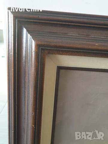 120х90см/стара голяма картина масло върху платно/пейзаж/село-река-мост/дървена рамка, снимка 9 - Картини - 51131255