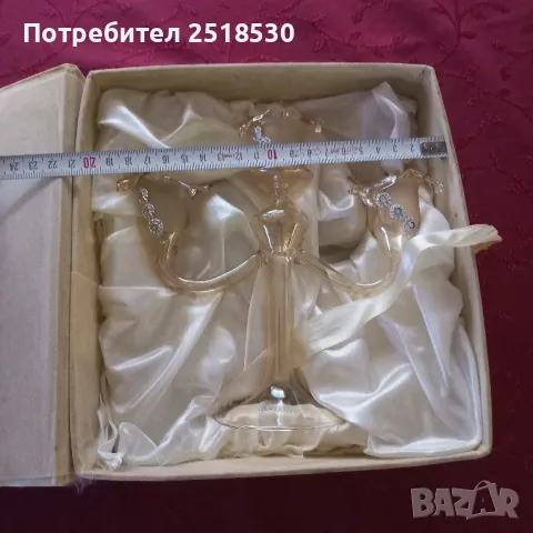Изящен стъклен свещник , снимка 6 - Декорация за дома - 49720201