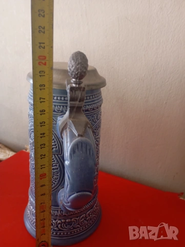 Стара халба за бира с капак, снимка 4 - Други ценни предмети - 53868803